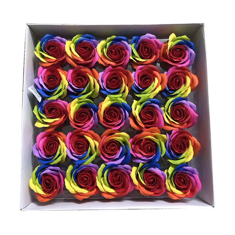 Colorido 25 pçs caixa sabão rosa flores