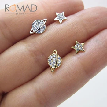 

Romad Simple Fashion Star Planet Earrings S925 Silver Earring for Women Earrings Stud 2019 Jewelry
