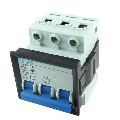 Миниатюрный мини-выключатель AC 400V 20A 3P DZ47-63 C20