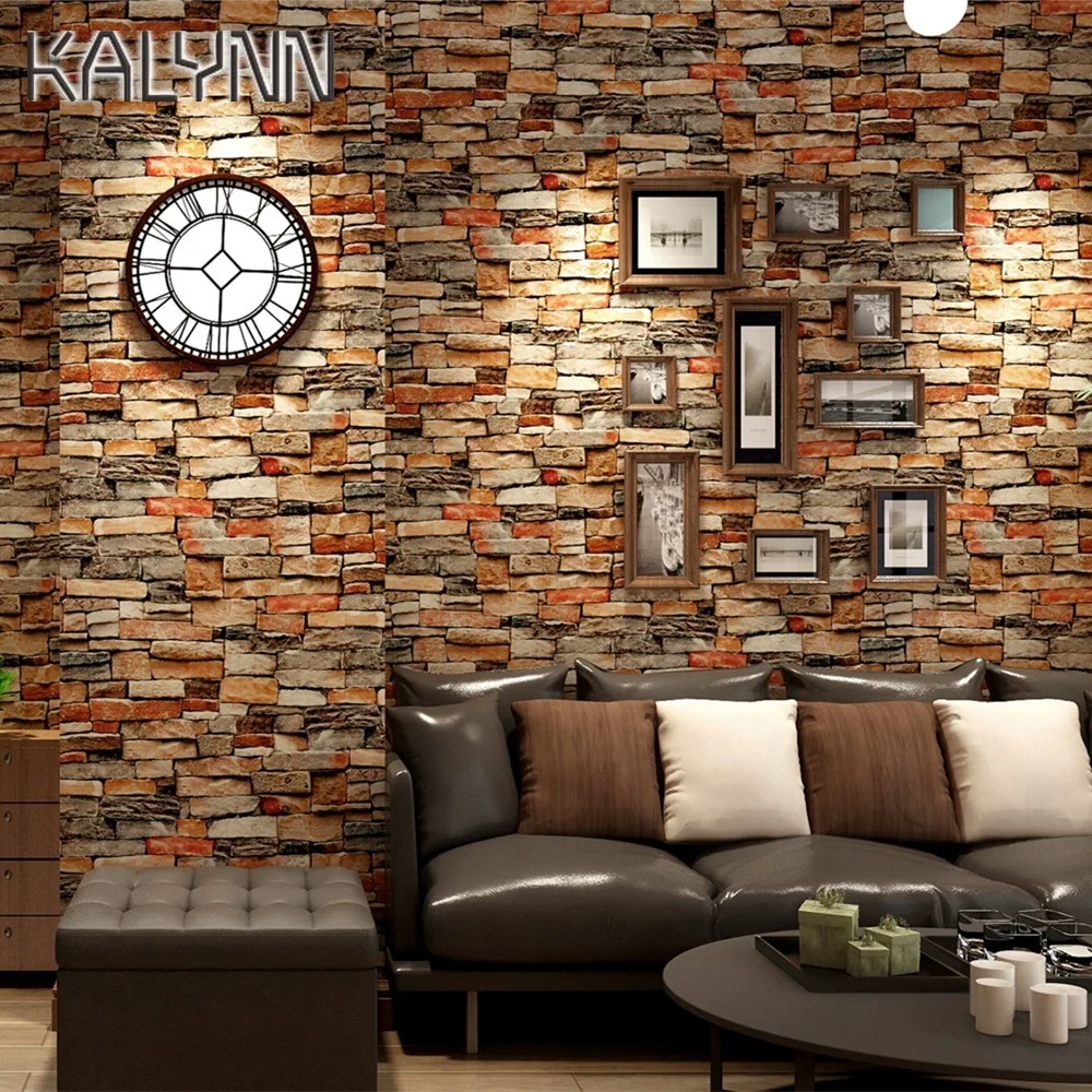 17.7"x19.7ft Brick Wallpaper Living Children's Room Bedroom Kitchen Cabinet DIY Decor Self Adhesive Contact Paper Wall Stickers