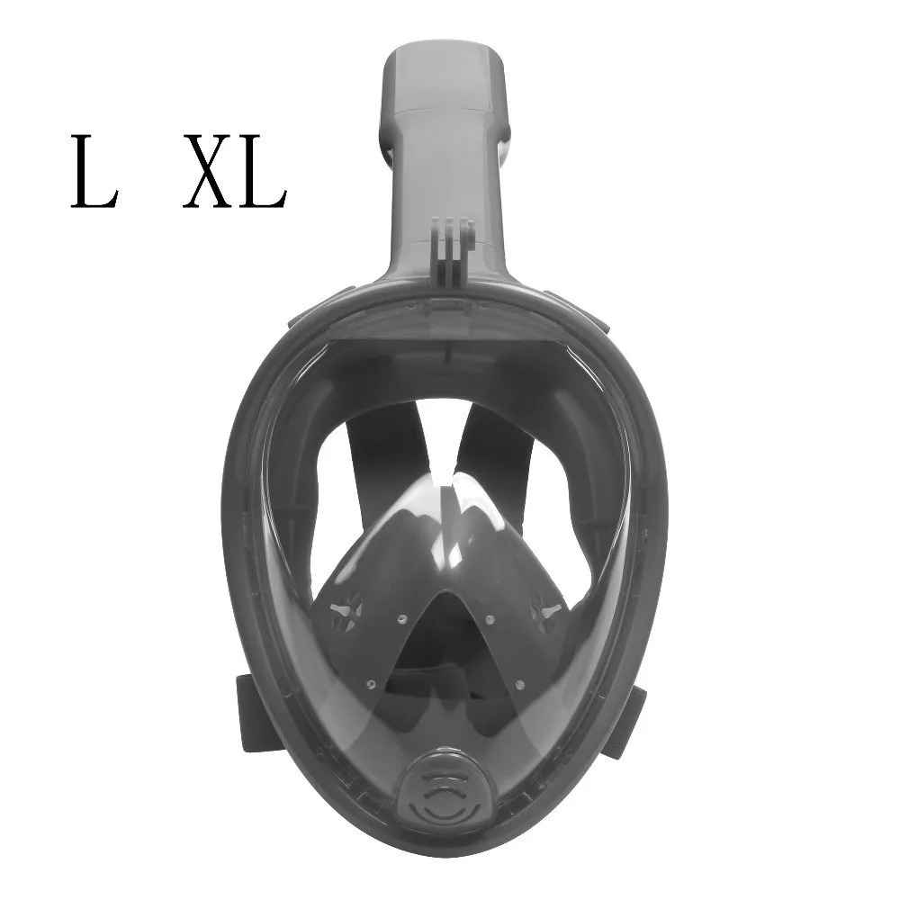 Gray L XL Дышащие Зеркало маска для подводного плавания полный уход за кожей лица маска для подводного плавания подводная противотуманная маска для подводного плавания для плавания, дайвинга Для мужчин - Цвет: Gray L XL