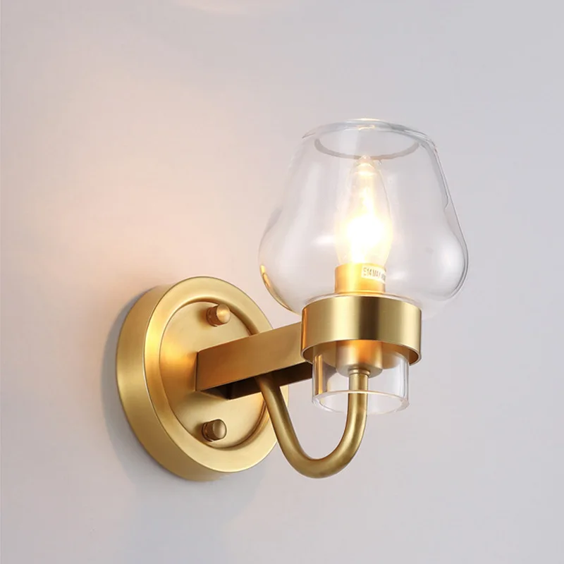 

Postmodern Luxury Led Wall Lamp Simple Living Room Bedroom Beside Copper Wall Source Creative Study Bathroom Loft Lights Fixture