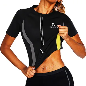 

Women Hot Neoprene Vest Slimming Sweat Top Short Sleeve Workout Thermo Top Sauna Sweat Shirt Fat Burn Tops Weight Loss