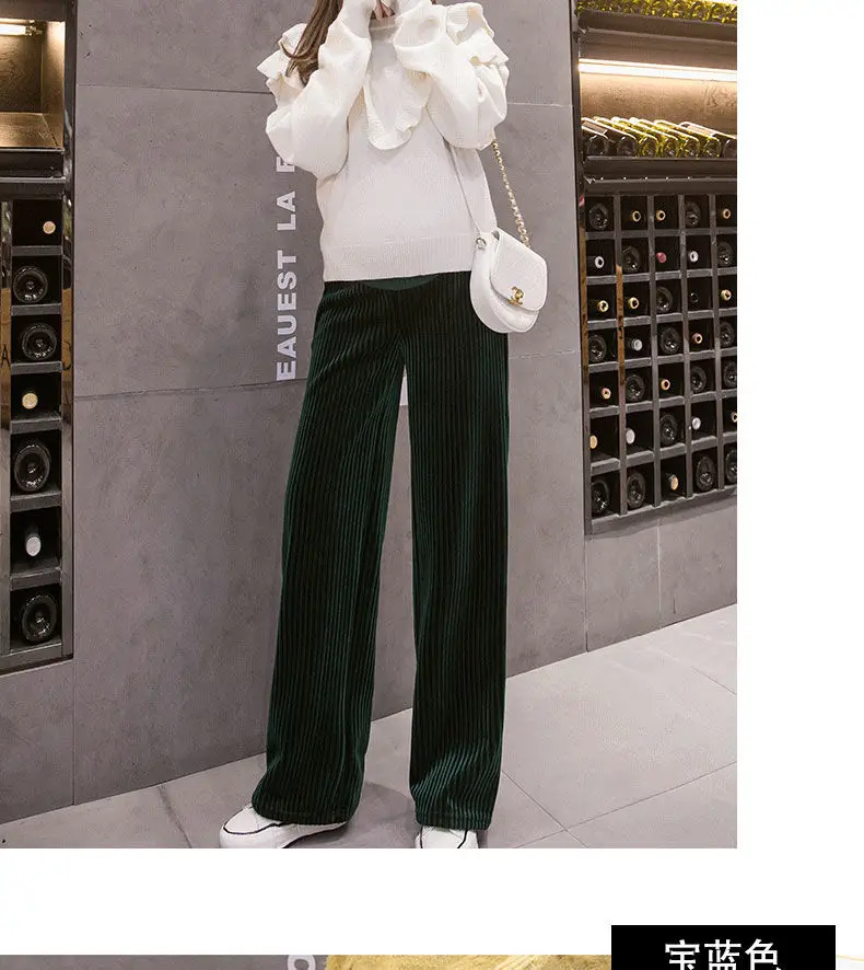 Pregnancy Abdominal Corduroy Pants Boyfriend Trousers Maternity Pants For Pregnant Women Clothes High Waist Trousers Loose Pants