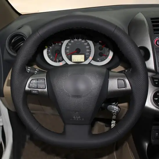 Черные кожаные DIY чехол рулевого колеса автомобиля для Защитные чехлы для сидений, сшитые специально для Toyota Corolla 2011 2012 2013 RAV4 2011 2012
