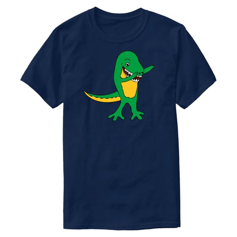 Принт Динозавр-даб Футболка для мужчин s юмористический Известный Черный уличная