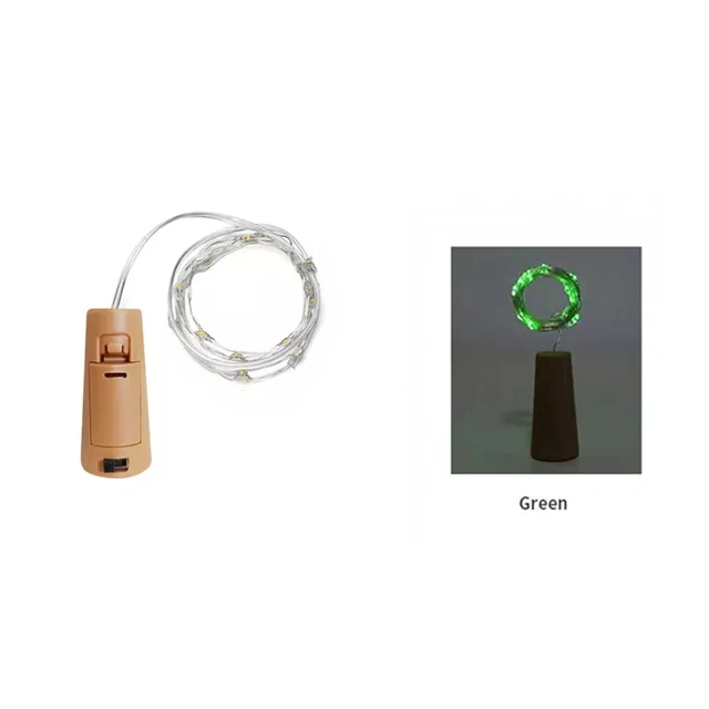 20LED LED wine bottle cork string lights holiday decoration garland wine bottle fairy lights Christmas copper wire string lights Green