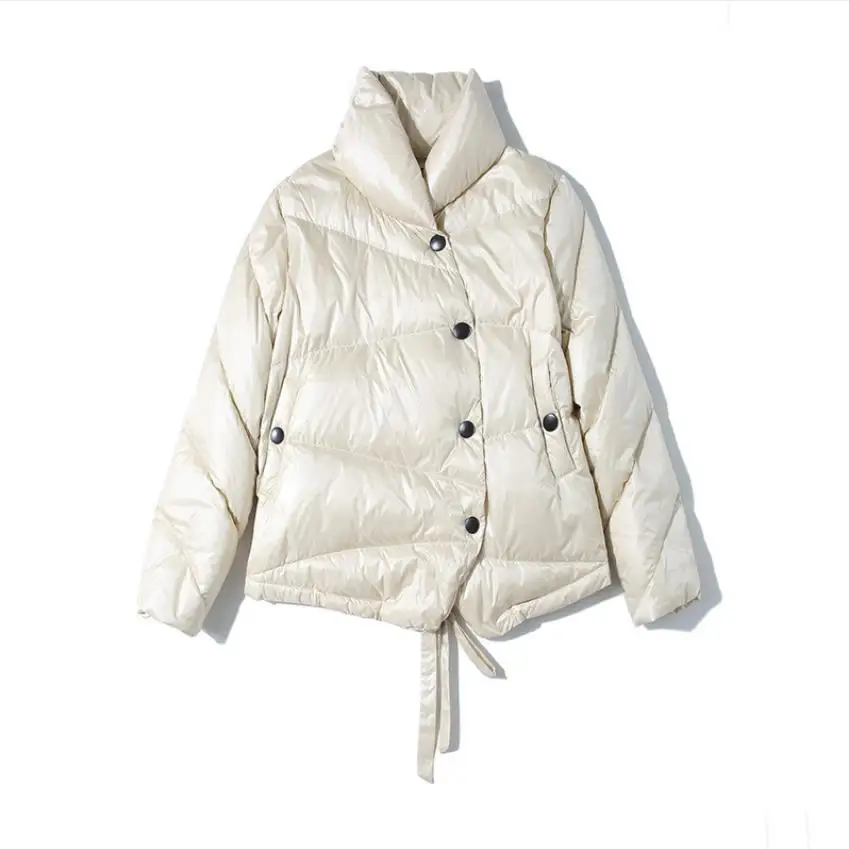 Мягкое пальто на гусином пуху, зимнее роскошное теплое пальто из 90% настоящего гусиного пуха, женское пушистое пуховое пальто с воротником, черное, бежевое теплое пуховое пальто F642