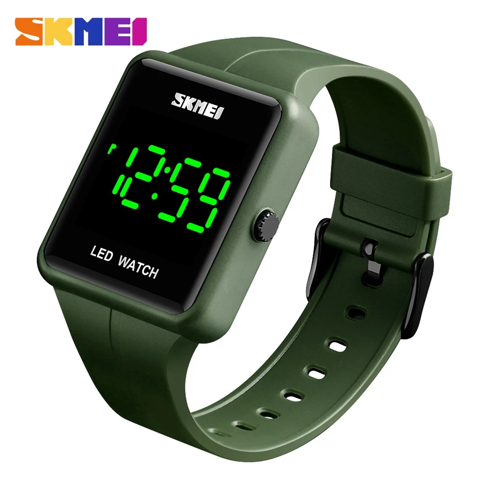 

SKMEI Men Women Digital Watch 3Bar Waterproof PU Strap Outdoor Sport Watch PU Strap Simple LED Light Big Figure Display Clock