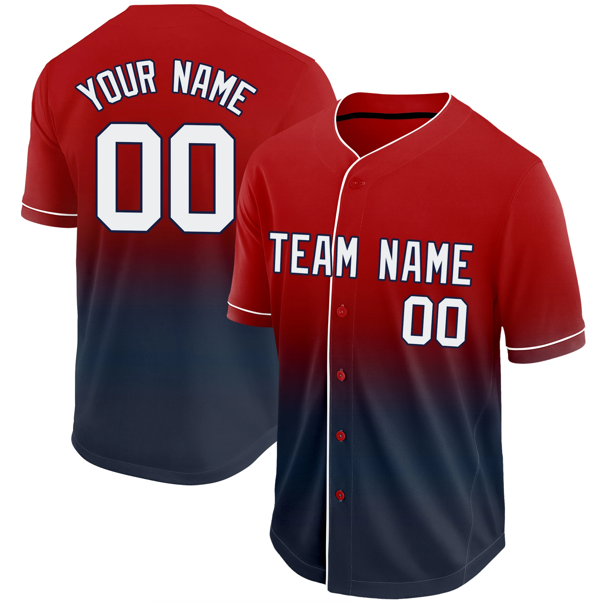 Baseball Jersey Short-Sleeve Cardigan Softball Sport Shirt Jersey Gradient Color Printing Design Team Name/Number Unisex