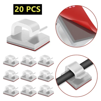 

20pcs Cable Organizer Wire Winder Clips Cord Holder HDMI Telephone Cable Management For iPhone Samsung USB Mouse Headphone Cable