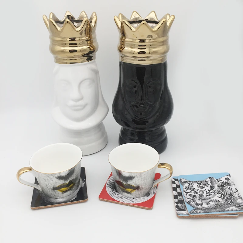 Fornasetti Coasters Insulation Mat Wooden Pad Coffee Coasters Classical Square Tea Coaster Artistic Cup Pads Gift for Friend
