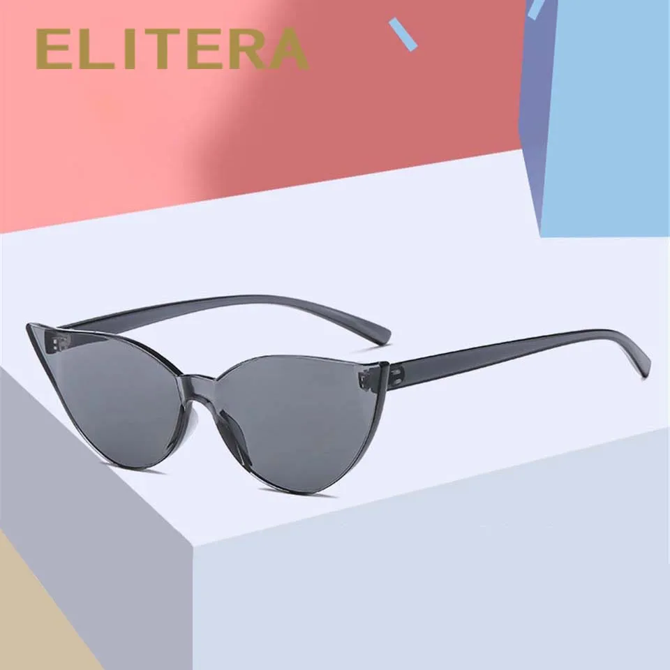 

ELITERA Brand Retro Rimless Cat Eye Sunglasses Women Brand Designer Trendy Candy colors Sun Glasses colorful sunglasses UV400