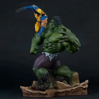 

36CM 1/4 Scale Avengers Anime Figure Hulk Vs Wolverine Action Figure Toys Hulk X-MAN Action Figure Model Decoration Toy Gift