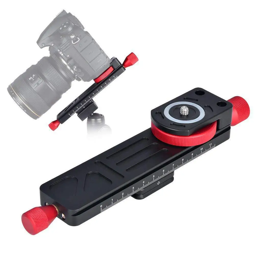 

W-160 Tripod Head Aluminum Alloy 2-Way Macro Focusing Rail Slider Plate Close-up Photography Tripod Head with 1/4" Screw