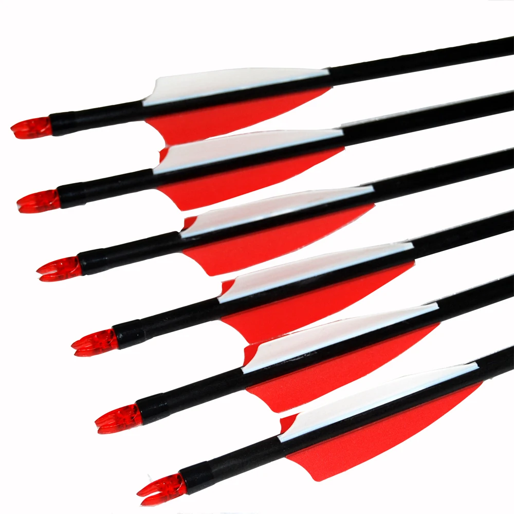 6 30 шт. 28/29/30/31.5 дюймы стекловолокно Arrow Spine500 с красным перьем для рекурсивной
