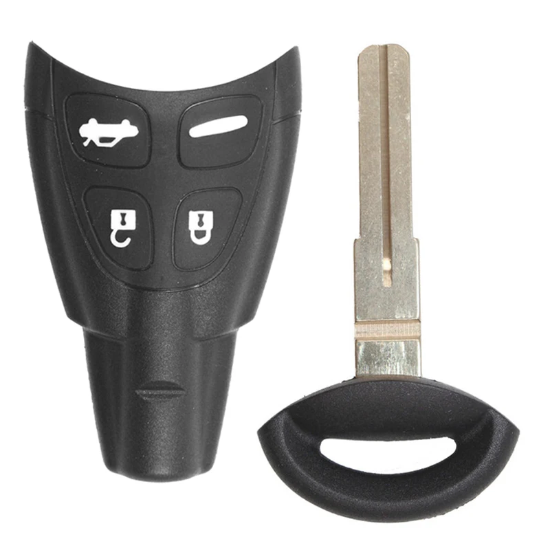 KEYECU для SAAB 9-3 93 2003-2007 дистанционного ключа автомобиля оболочки чехол Fob 4 кнопки со вставкой маленькое пустое лезвие ключа Uncut