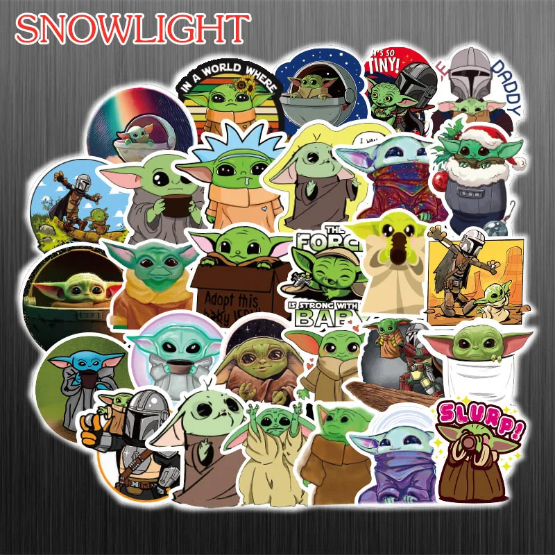 HOT 50PCS /PACK Baby Yoda The Mandalorian Stickers for Laptop Skateboard Home Decoration Car Scooter Decal