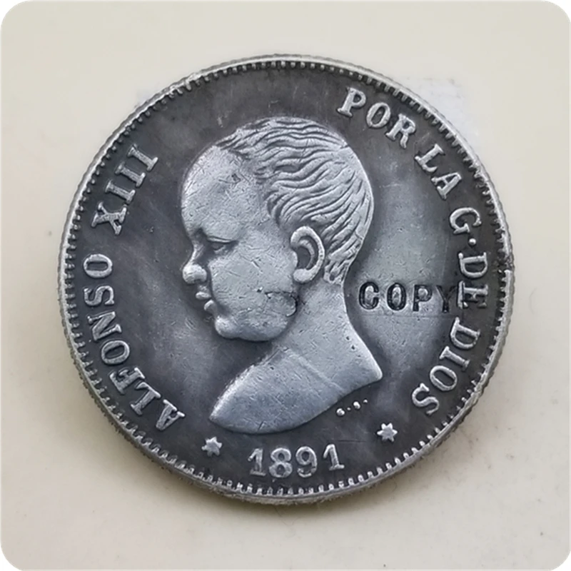 1891 Испания 2 Pesetas-Alfonso XIII(1-й портрет) Имитация монеты