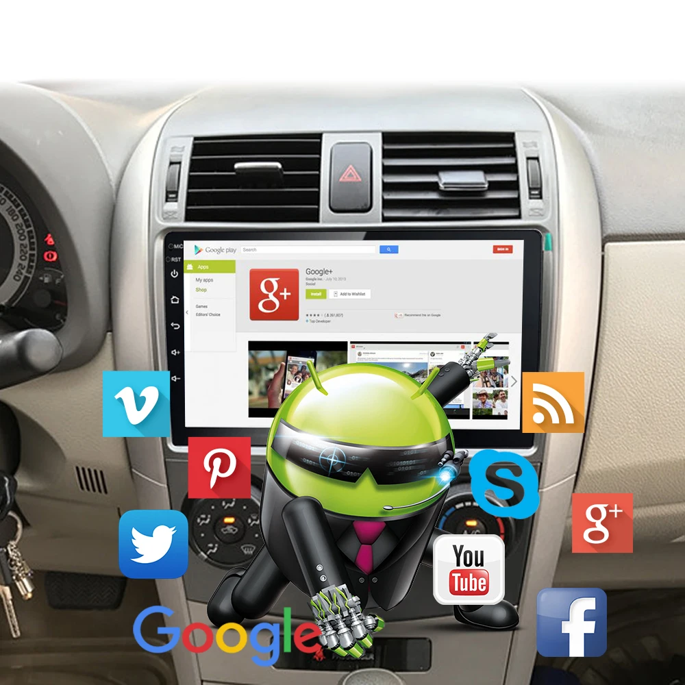 9 дюймов 2+ 16 GB/32G Android 9,1 Автомобильный мультимедийный авто радио gps для Защитные чехлы для сидений, сшитые специально для Toyota Corolla E140 E150 2008 2009 2010 2011 Авто USB