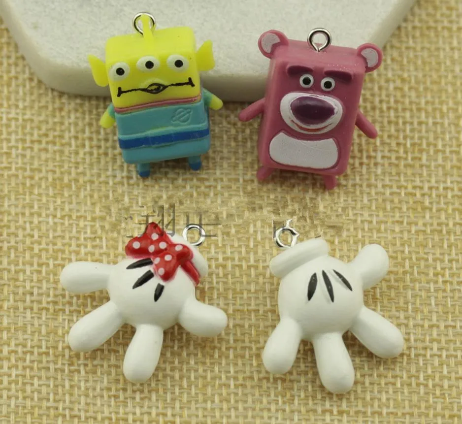 3D Resin Kawaii cartoon Mickey Artificial Resin earrings keychain pendant DIY accessories