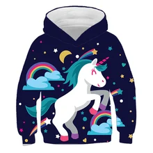 

New 3D Unicorn Children's Hoodie Autumn Boys Girls Cartoon Sportswea Cute Pony Oversized Jacket Street Kids Sweater 4 6 8 10 14T