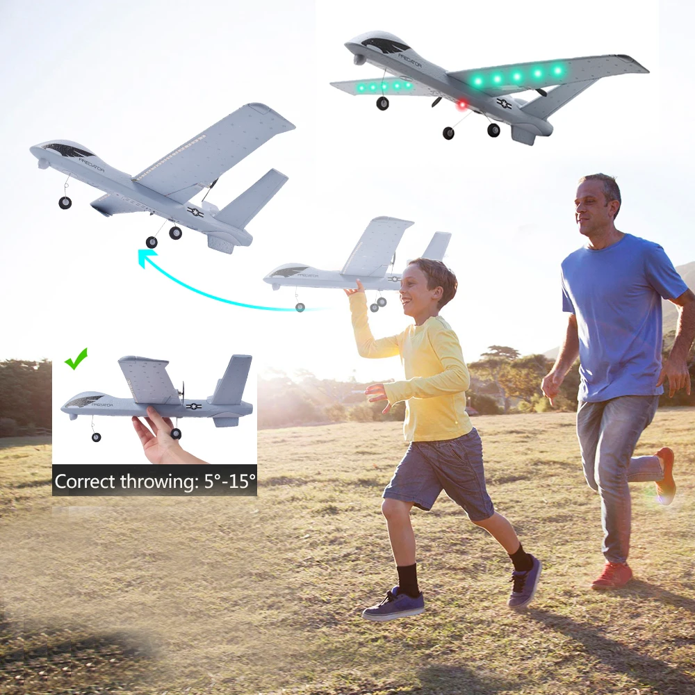 

RC Airplane Plane Z51 720P HD Camera Predator Foam Gliders With LED Hand Throwing Wingspan Foam Aircraft Plane Christmas Gift