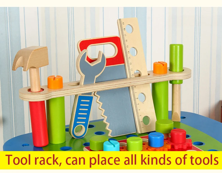 Детский многофункциональный деревянный стол для инструментов, игрушки для игры, Обучающие строительные развивающие игрушки, подарок на день рождения