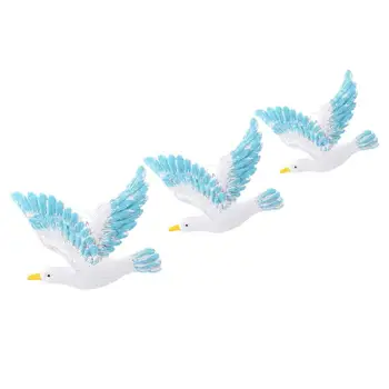 

3Pcs Mediterranean Seagull Birds Wall Art Creative Resin Seabird Decoration Home Decor Miniatures