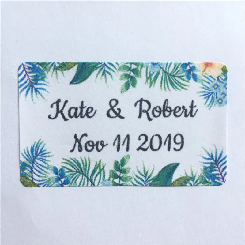 

100 Pieces Custom Wedding Labels Rectangle Adhesive Stickers Personalized Gifts Favor Seals