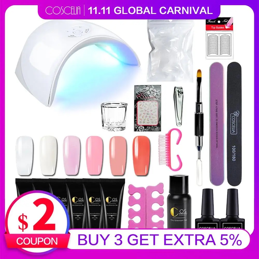 

Manicure Set Extend Builder Poly Gel Kits Finger Nail Extension UV LED Acrylic Builder Gel Nail Lamp Crystal Jelly Nail Art Kit