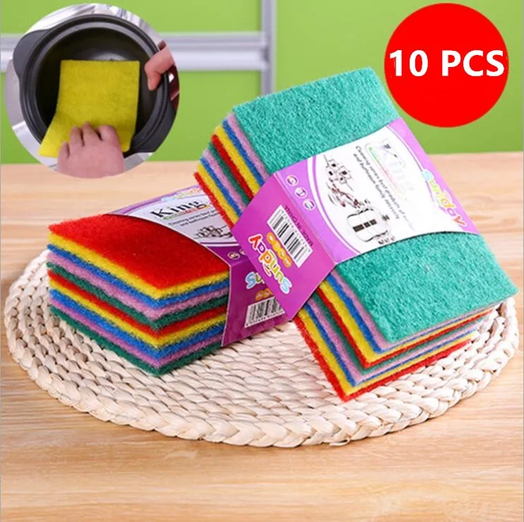 

Strong Decontamination Dish Towels 10 Pcs / Set Color Highly Efficient Scouring Pad Dish Cloth Cleaning Wipers Kitchen Rags