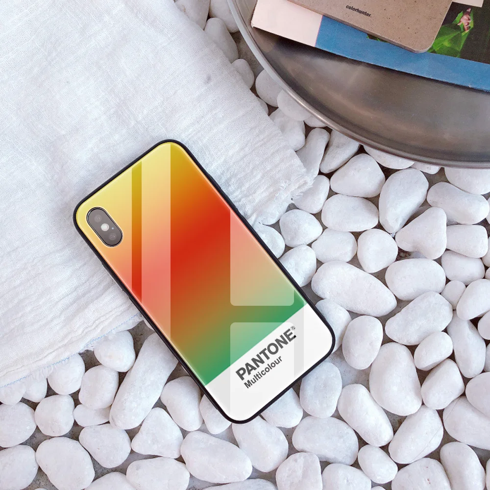 Чехол из закаленного стекла для iPhone 11 Pro 7 7Plus X 6S 6 Plus Pantone Phone Cover для iPhone XS MAX XR 8 pure color - Цвет: 30235