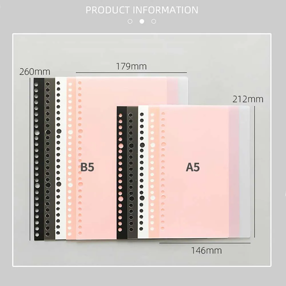 2枚B5 A5 26 20穴バインダー透明ppルーズリーフカバーインデックス分周 