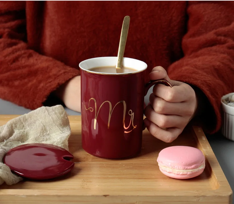 Высококачественная цветная глазурь кружка с крышкой ложки чашка сок лимонная