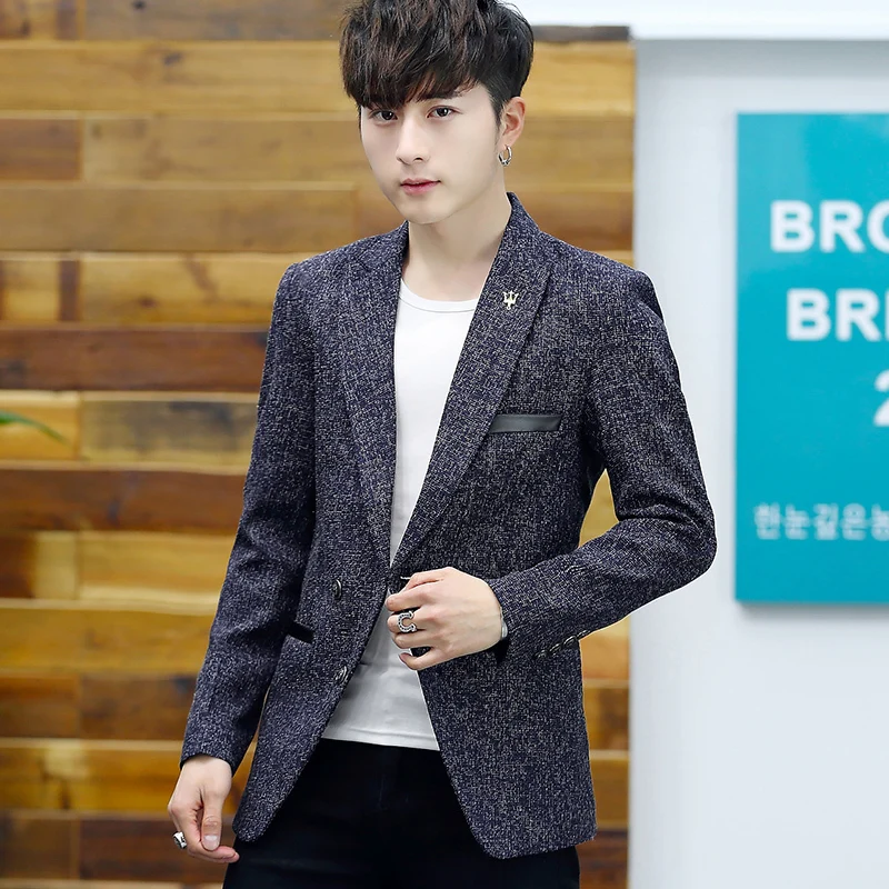 

Autumn New Men's Casual Single West Slim Blue Small Suit Spring And Autumn Thin Section Suit Jacket Male Trend