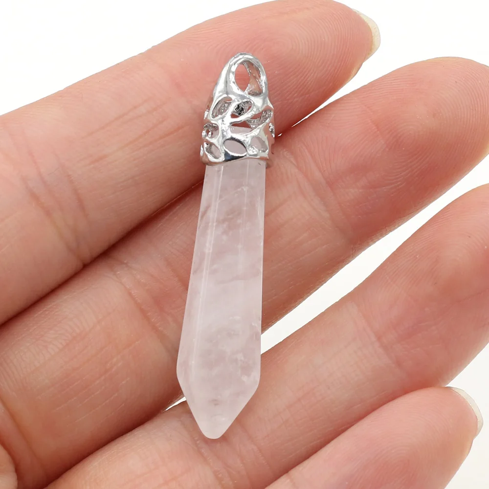 Collana Con Pietre Naturali Collana Con Ciondolo Luna In Quarzo Naturale Taglio Esagonale Colore Oro Pietra Per 470814 - Foto 6