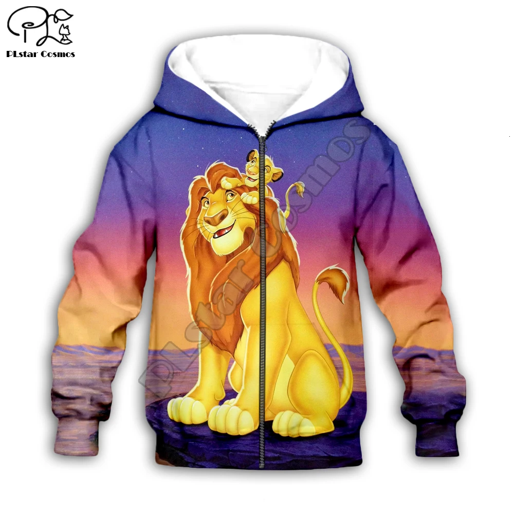 HAKUNA/MATATA толстовки с капюшоном с рисунком Simba короля льва детские толстовки на молнии с 3D-принтом галактики пуловер для мальчиков и девочек, штаны