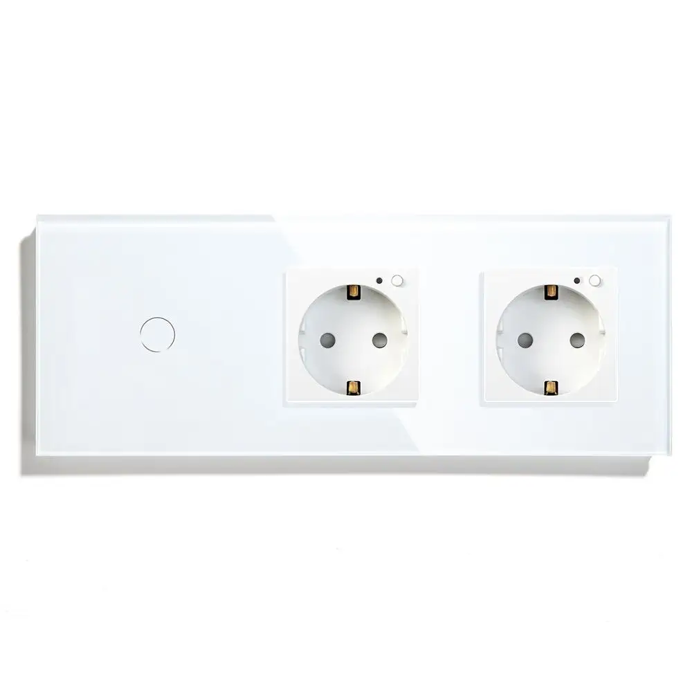 White1 BSEED Wifi сенсорный выключатель 1 комплект с двойной Wi-Fi стандарт ЕС розетка - Цвет: White1
