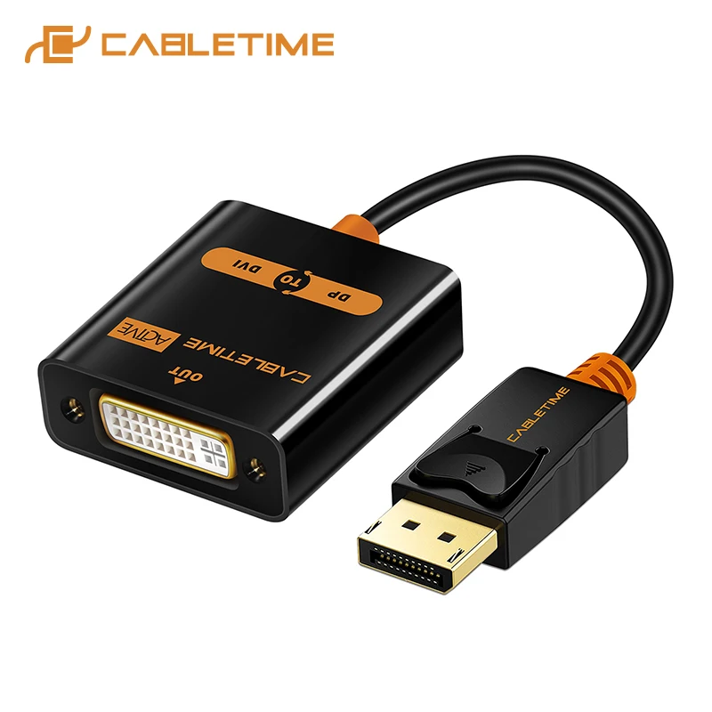 CABLETIME Display Port to DVI adapter Male to Female Active DP Convertor to DVI Extention 1080P 3D for HDTV PC Projector C080 CABLETIME Display Port to DVI adapter Male to Female Active DP Convertor to DVI Extention 1080P 3D for HDTV PC Projector C080