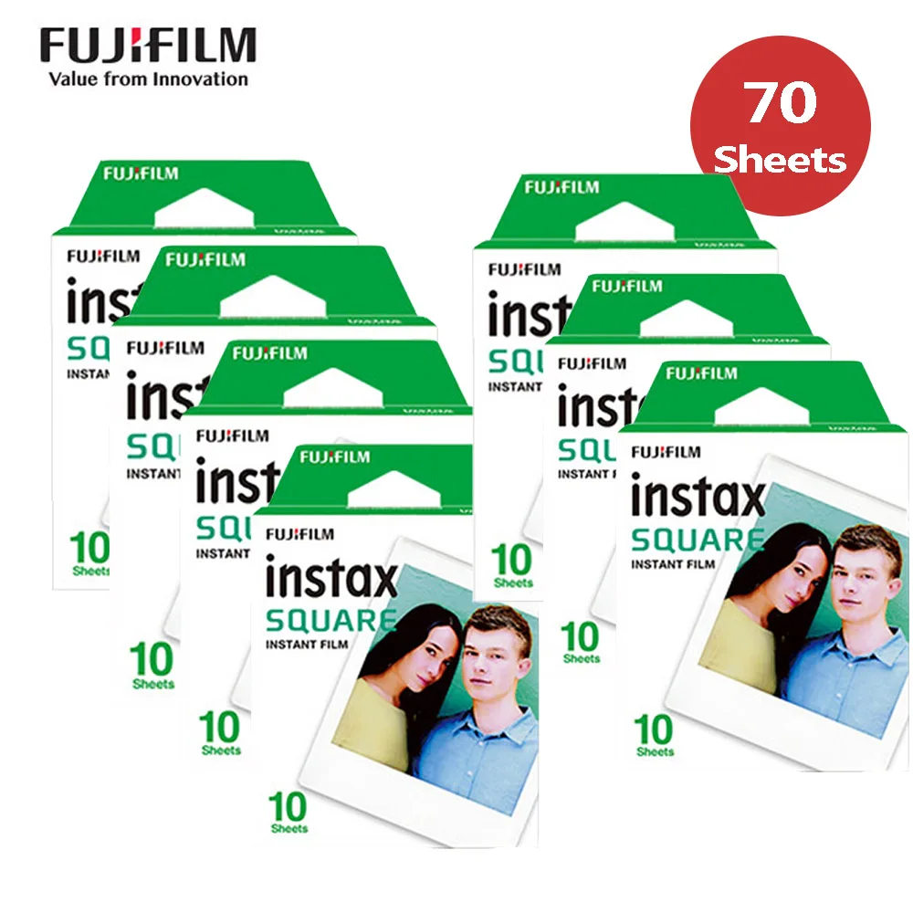 Фотобумага Fujifilm Instax квадратная пленка 10-100 листов для Fuji Instax квадратная SQ6 SQ10 SQ20 для смартфона Instax SP-3 - Цвет: 70 Sheets