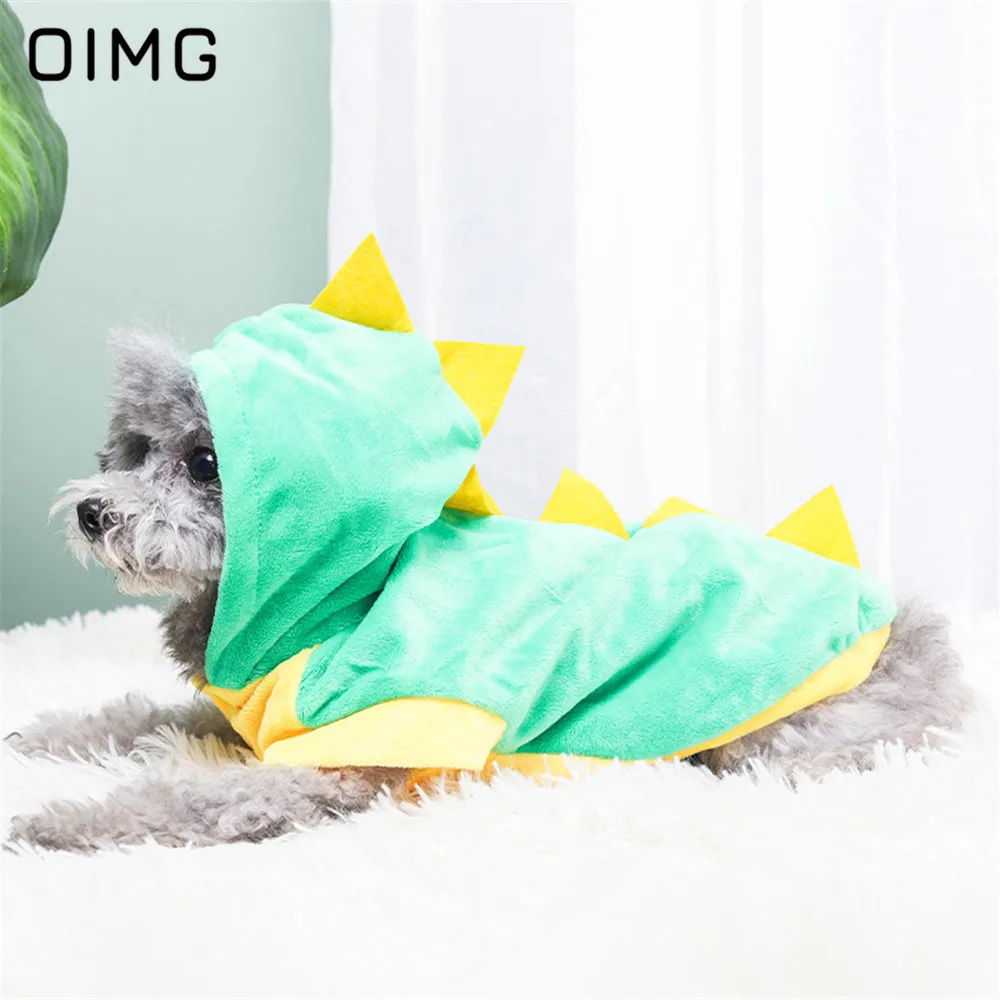 

OIMG Cartoon Small Dogs Clothes Dinosaur Cosplay Costume For Dogs Sweater Schnauzer Spitz Winter Warm Puppy Sweatshirt Pullover