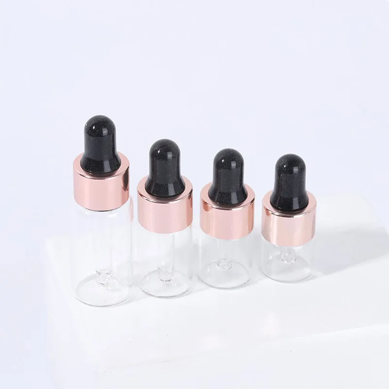 

50pc/set Dropper Bottle 1ml 2ml 3ml 5ml Reagent Eye Dropper Amber Glass Aromatherapy Liquid Pipette Tude Refillable Bottles