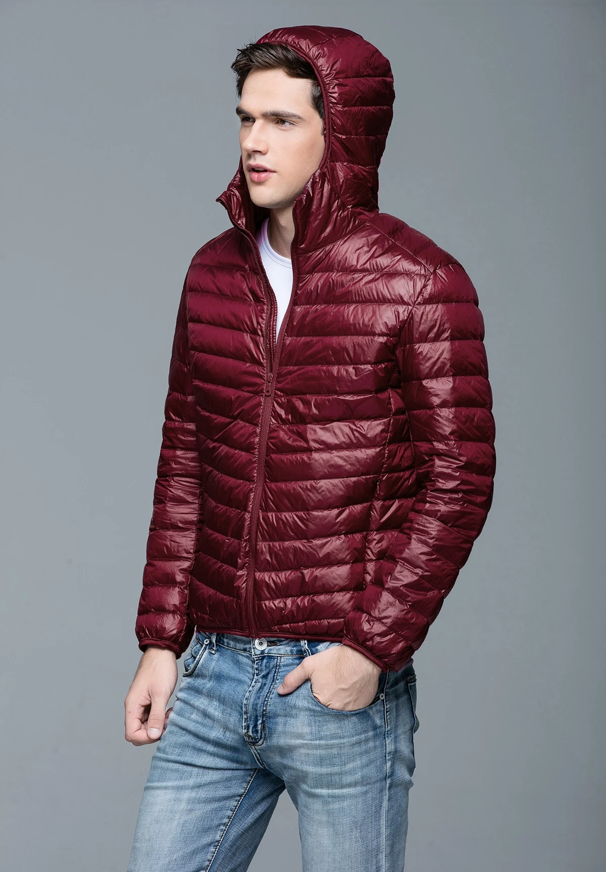 Top Quality Men's Lightweight Water-Resistant Packable Puffer Jacket Men Hooded Winter Autumn Down Jackets Warm Outwear Coat long puffer coat