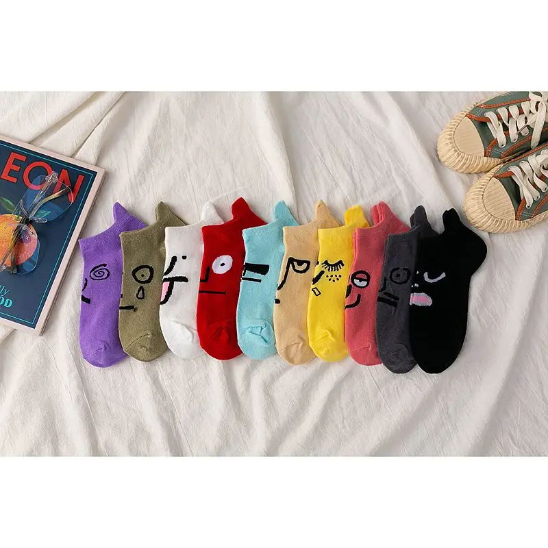 

A Double-Funny of Socks Women's Funny Facial Expression Package Cool COUPLE'S Socks Campus Street Skate Shoes Socks Men's