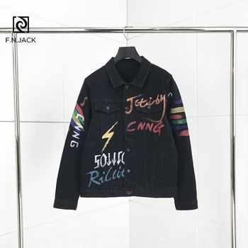 

F.N.JACK Mens jacket Jean jacket men denim V-Neck jackets Denim jacket men Streetwear Bomber Mens jackets Windbreaker