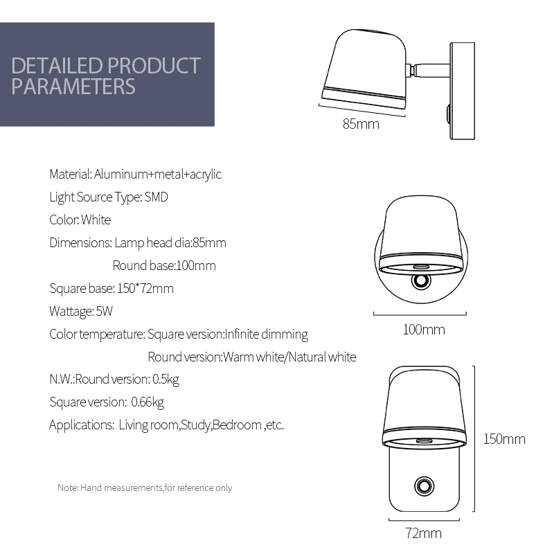 aisilan led cabeceira quarto lampada de parede 04