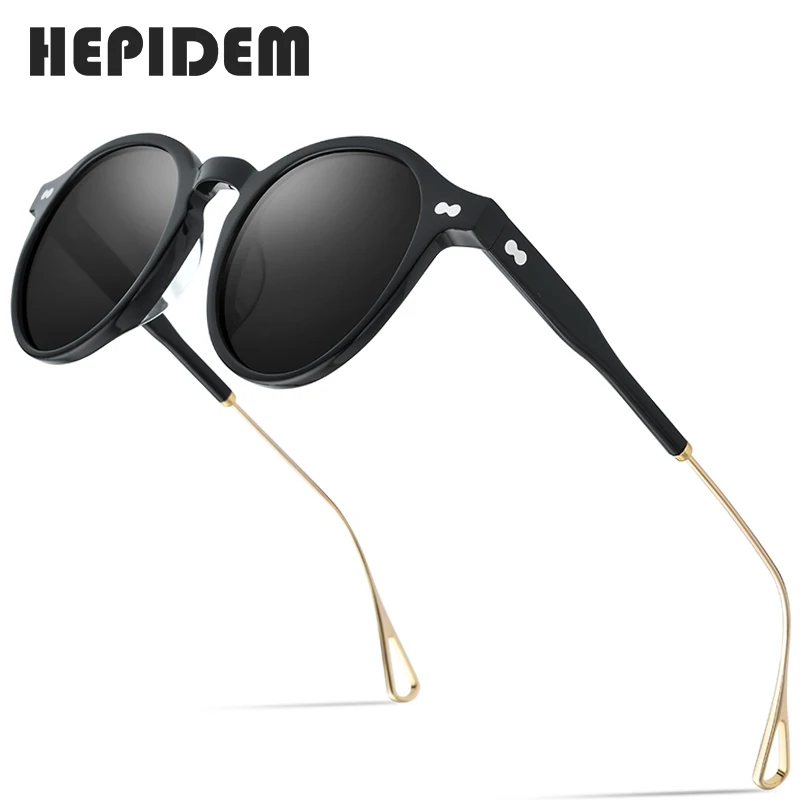 HEPIDEM Acetate Polarized Sunglasses Women Vintage Retro Oversize Sun Glasses 9112 Lime
