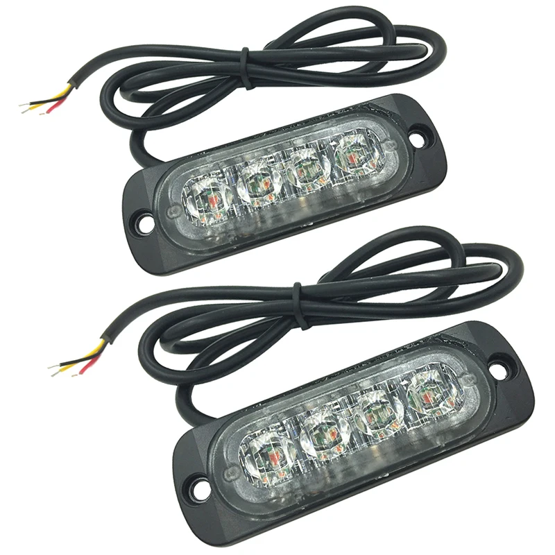 

2 x 4 LED Car Truck Vehicle Emergency Recovery Flash Strobe Breakdown Light yellow