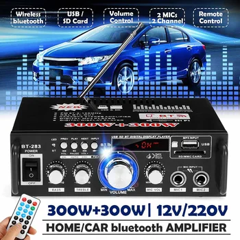 

600W bluetooth Amplifier Home Audio Amplifiers LCD Display Stereo 12/220V with Remote Control HIFI USB FM Radio SD 2 Channels